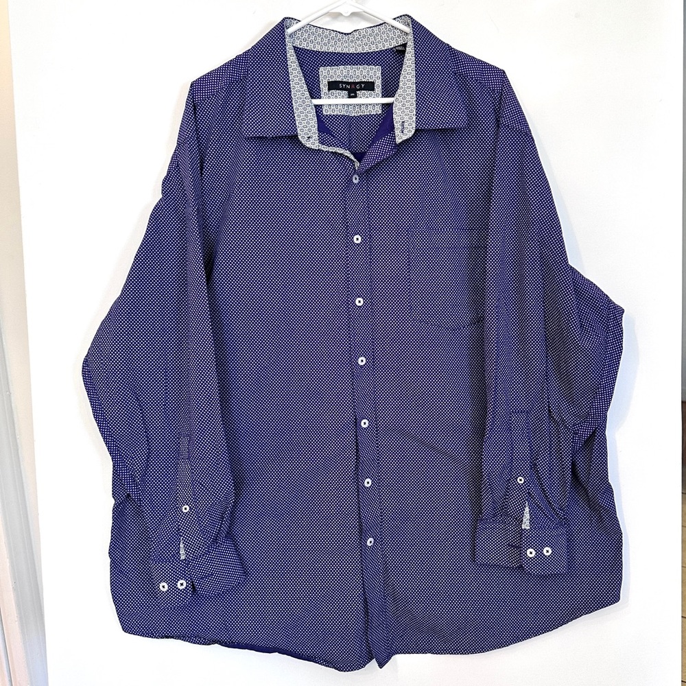 🦖SYNRGY MEN’S BUTTON DOWN  PRINTED SHIRT SIZE-2XL 100%COTTON